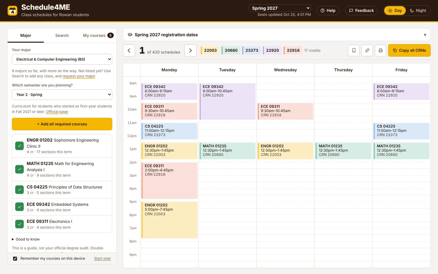 Schedule4ME: schedule builder on laptop