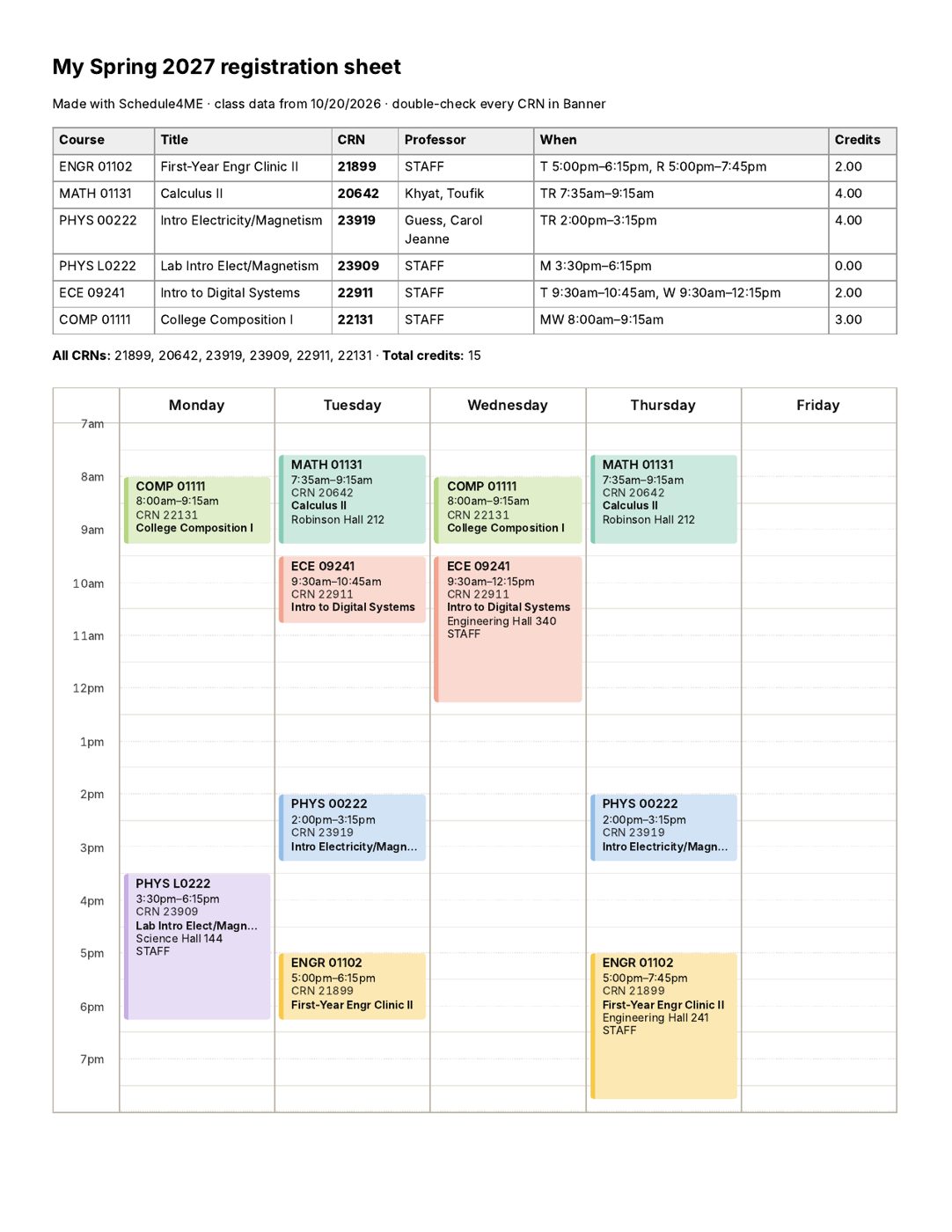 Schedule4ME detail